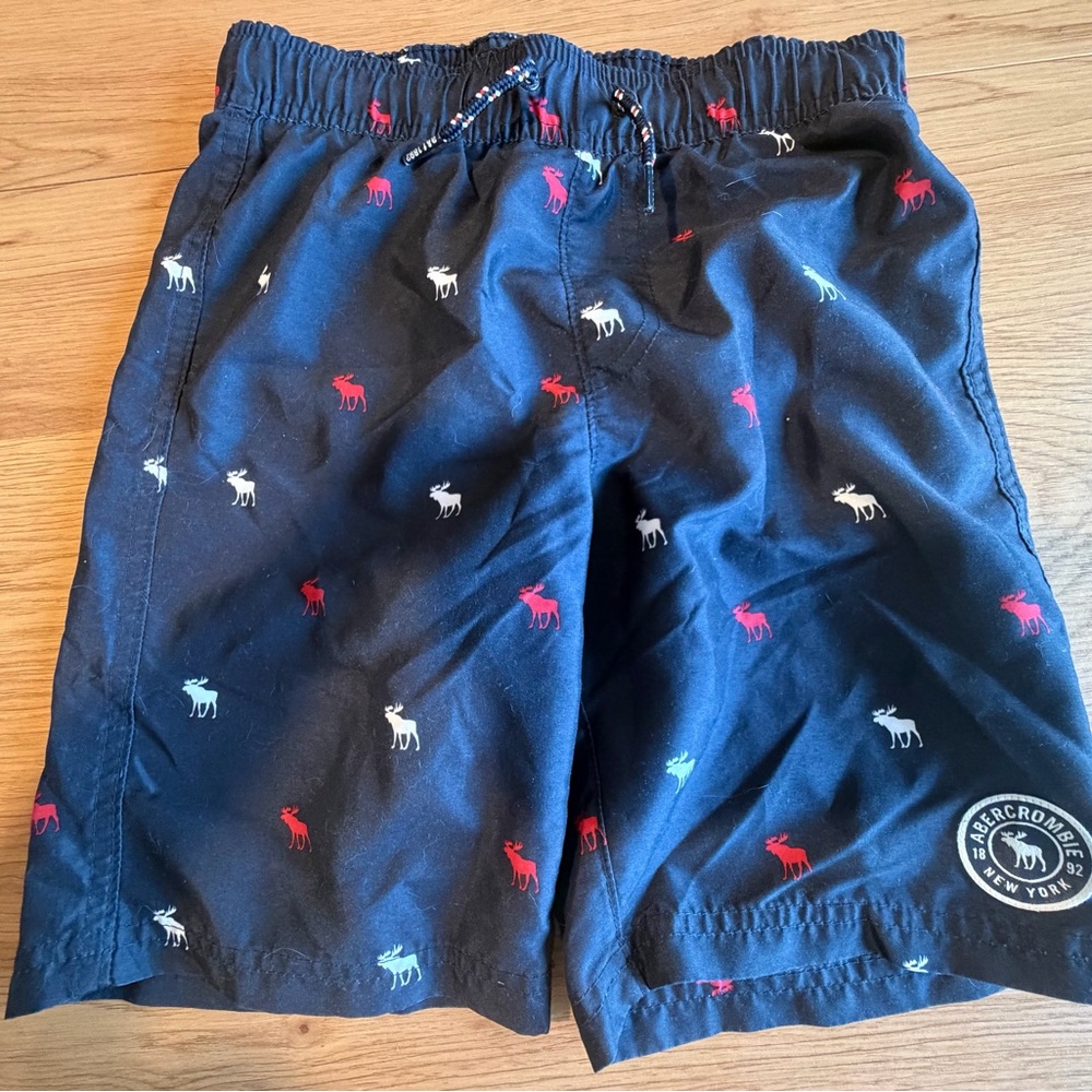 Abercrombie Kids Navy Shorts with Multicolor Moose
